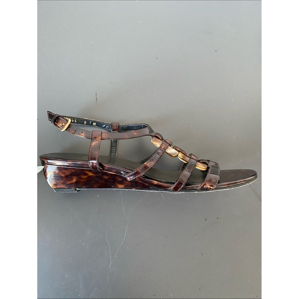 Stuart Weitzman Tortoiseshell Brown Multi-Strap Sandals Sz 8M